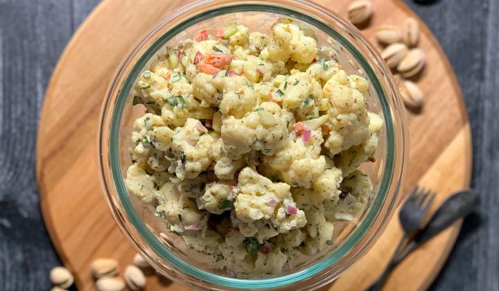 Cauliﬂower “Potato” Salad with Pistachio Mayo