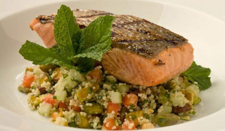 Grilled Salmon & Citrus Pistachio Couscous Salad