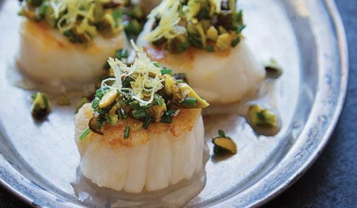 Scallops with Pistachio & Lemon